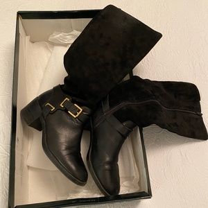 Ralph Lauren black leather and suede boots